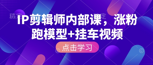 IP剪辑师内部课,涨粉跑模型+挂车视频(更新)-副业网创