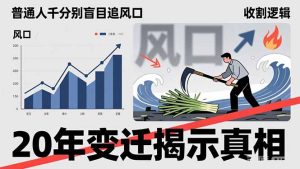 普通人千万别盲目追风口，20年变迁揭示真相，看懂收割逻辑才能避免成为接盘侠-副业网创