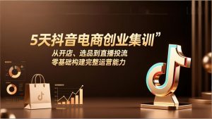 5天抖音电商创业集训：从开店、选品到直播投流，零基础构建完整运营能力-副业网创