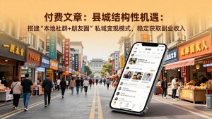 付费文章：县城结构性机遇：搭建“本地社群+朋友圈”私域变现模式，稳定获取副业收入-副业网创