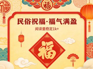 公众号流量主之民俗祝福赛道，选题不愁，结构固定，阅读稳定1w+-副业网创
