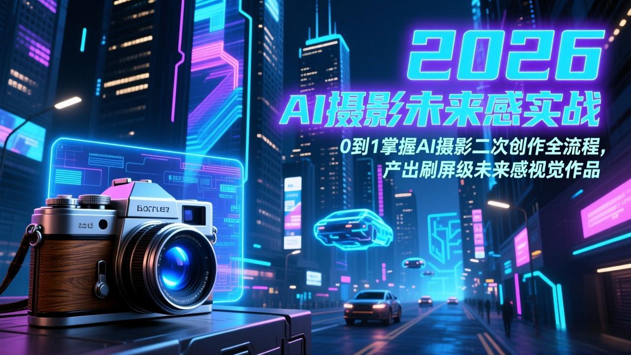 2026 AI摄影未来感实战：0到1掌握AI摄影二次创作全流程，产出刷屏级未来感视觉作品-副业网创