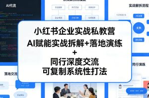 小红书企业实战私教营，AI赋能实战拆解+落地演练+同行深度交流，可复制系统性打法-副业网创
