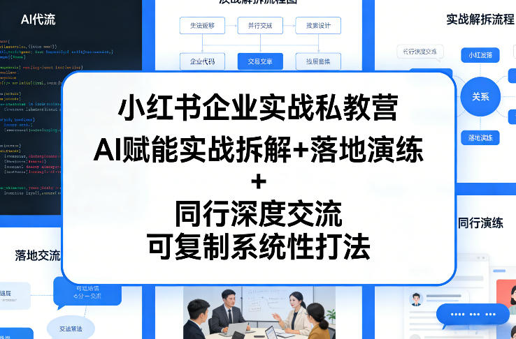 小红书企业实战私教营，AI赋能实战拆解+落地演练+同行深度交流，可复制系统性打法-副业网创