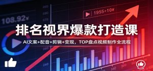 排名视界爆款打造课：AI文案+配音+剪辑+变现，TOP盘点视频制作全流程-副业网创