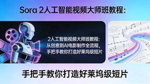 Sora 2人工智能视频大师班教程：从创意到AI电影制作全流程，手把手教你打造好莱坞级短片-副业网创