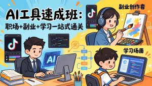 AI工具速成班：职场+副业+学习一站式通关，20+爆款类型+剪映技巧+抖音算法，0基础快速上手-副业网创