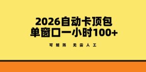 2026自动卡顶包玩法，单窗口一小时100+，可矩阵操作，无需人工【揭秘】-副业网创