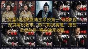 抖音63W粉丝博主亲授第一人称影视深度解说教学，热门影视赛道，撸创造者伙伴+精选独家收益-副业网创