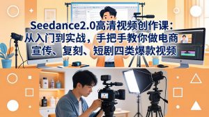 Seedance2.0高清视频创作课:从入门到实战,手把手教你做电商、宣传、复刻、短剧四类爆款视频-副业网创
