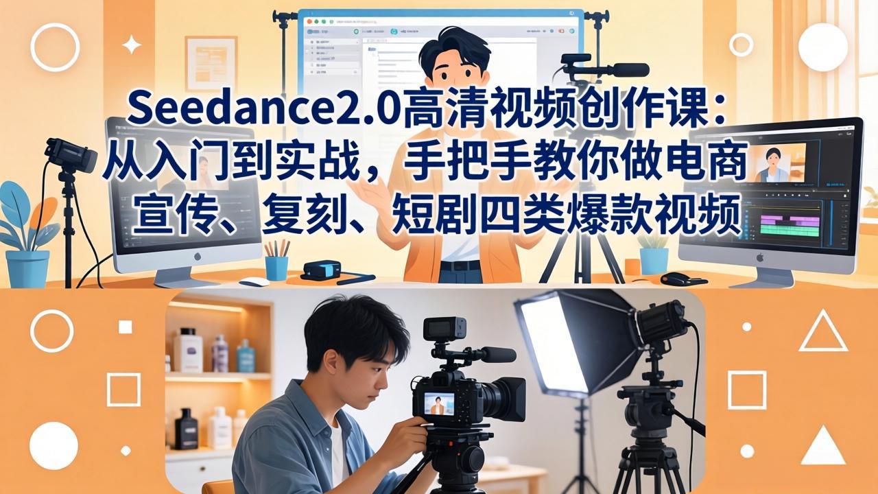 Seedance2.0高清视频创作课:从入门到实战,手把手教你做电商、宣传、复刻、短剧四类爆款视频-副业网创