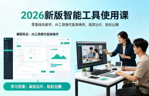 2026新版智能工具使用课,零基础也能学,用AI工具替代复杂操作,高效出片、轻松出圈-副业网创