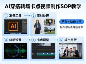AI穿搭转场卡点视频制作SOP教学，两分钟快速上手，轻松学会AI穿搭带货-副业网创