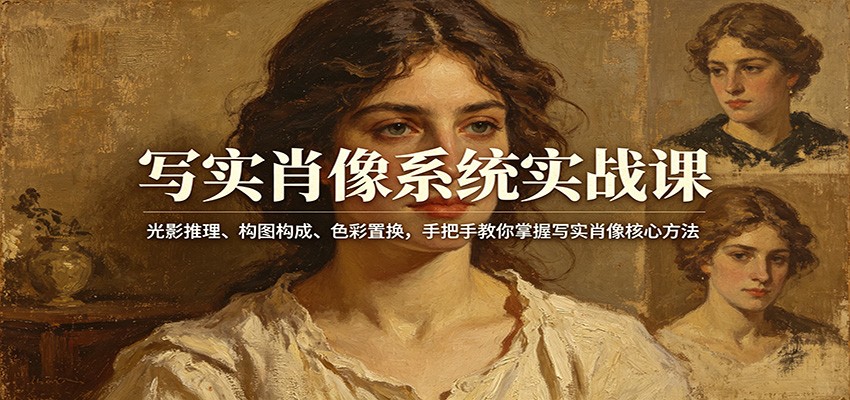 写实肖像系统实战课：光影推理、构图构成、色彩置换，手把手教你掌握写实肖像核心方法-副业网创