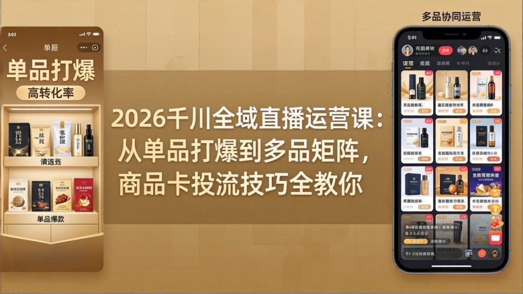 2026千川全域直播运营课：从单品打爆到多品矩阵，商品卡投流技巧全教你-副业网创
