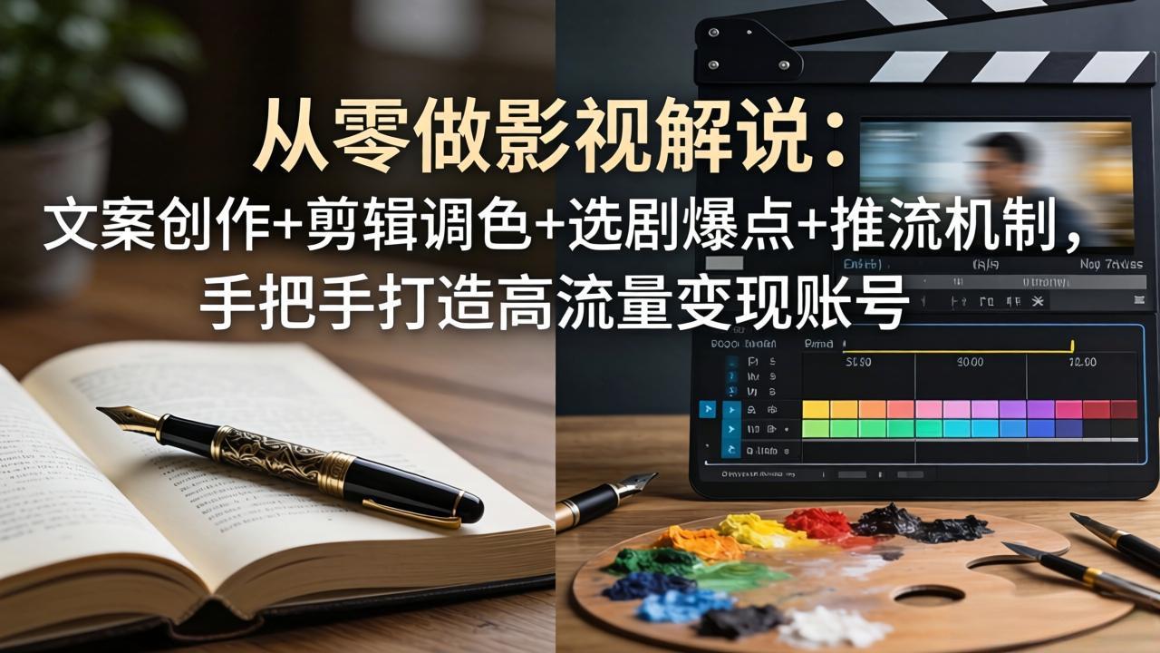 从零做影视解说：文案创作+剪辑调色+选剧爆点+推流机制，手把手打造高流量变现账号-副业网创