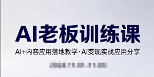 内容AI老板训练课，AI+内容应用落地教学，AI变现的实战应用分享-副业网创