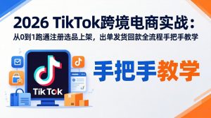 2026TikTok跨境电商实战-更新:从0到1跑通注册选品上架,出单发货回款全流程手把手教学-副业网创