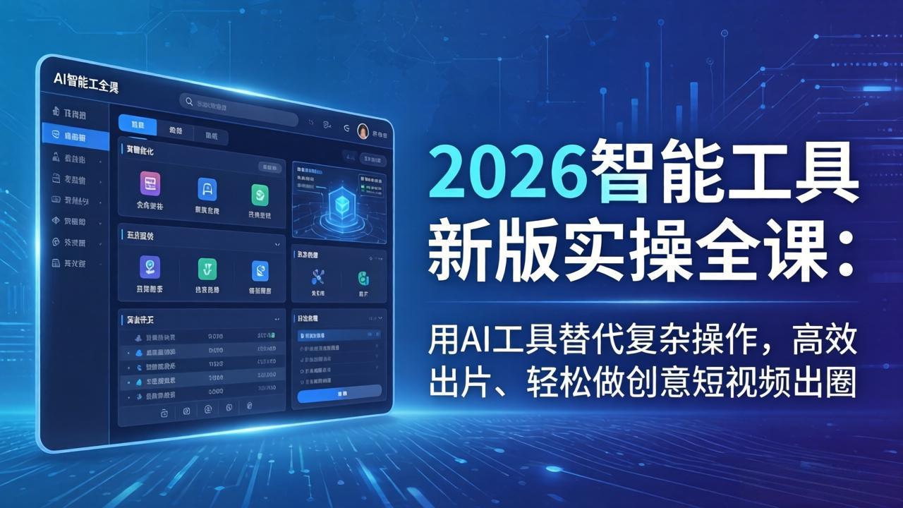 2026智能工具新版实操全课：用AI工具替代复杂操作，高效出片、轻松做创意短视频出圈-副业网创