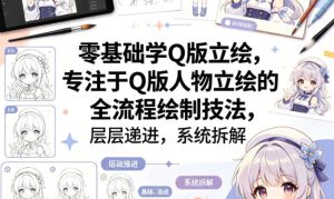 零基础学Q版立绘，专注于Q版人物立绘的全流程绘制技法，层层递进，系统拆解-副业网创