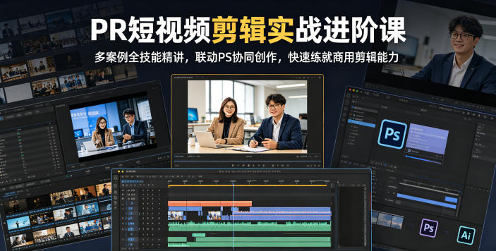 PR短视频剪辑实战进阶课，多案例全技能精讲，联动PS协同创作，快速练就商用剪辑能力-副业网创