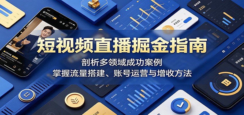 短视频直播掘金指南：剖析多领域成功案例，掌握流量搭建、账号运营与增收方法-副业网创