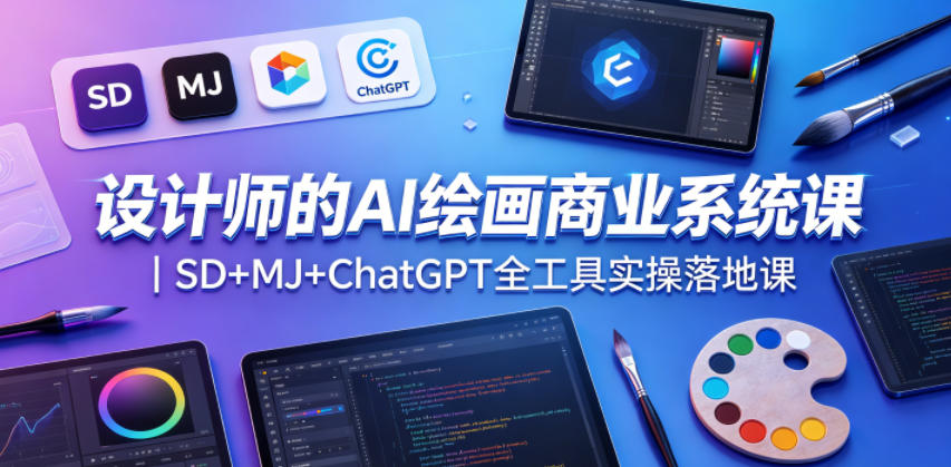 设计师的AI绘画商业系统课｜SD+MJ+ChatGPT全工具实操落地课-副业网创