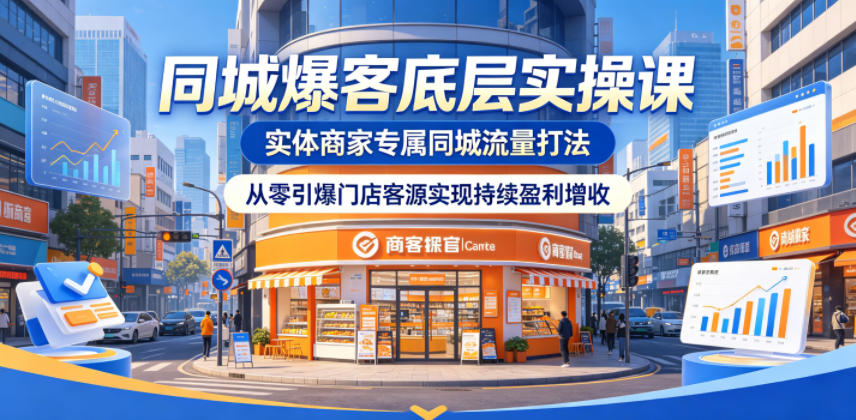同城爆客底层实操课，实体商家专属同城流量打法，从零引爆门店客源实现持续盈利增收-副业网创