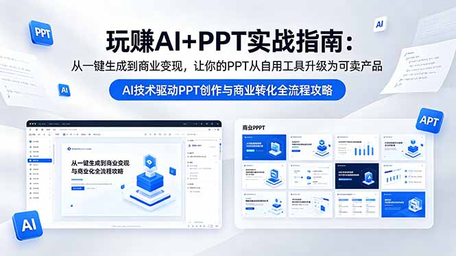玩赚AI+PPT实战指南-更新5月13：从一键生成到商业变现，让你的PPT从自用工具升级为可卖产品-副业网创