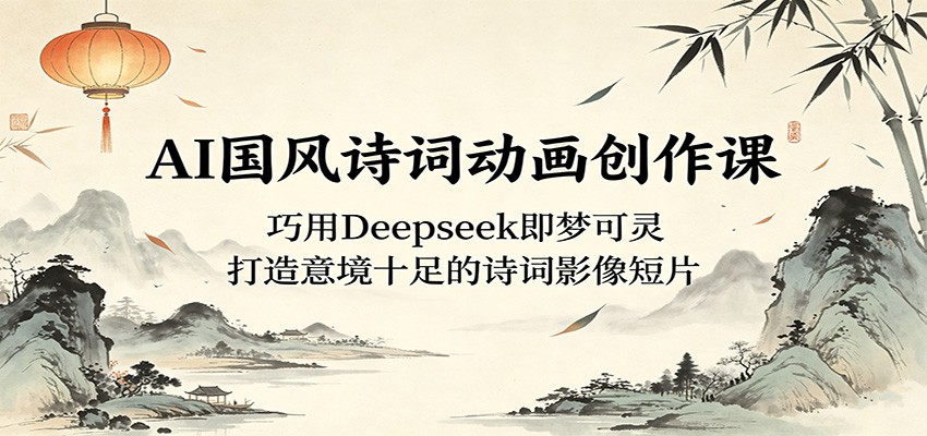 AI国风诗词动画创作课：巧用Deepseek即梦可灵，打造意境十足的诗词影像短片-副业网创