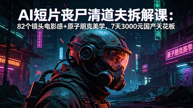 AI短片《丧尸清道夫》拆解课：82个镜头电影感+原子朋克美学，7天3000元国产天花板-副业网创