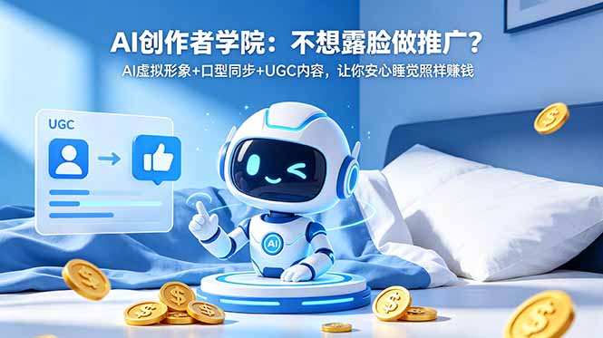 AI创作者学院：不想露脸做推广？AI虚拟形象+口型同步+UGC内容，让你安心睡觉照样赚钱-副业网创