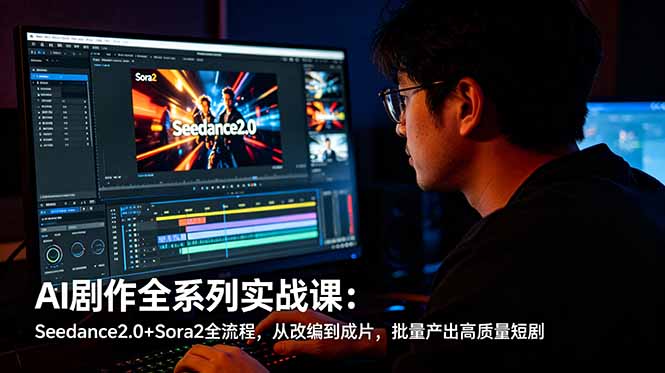 AI剧作全系列实战课：Seedance2.0+Sora2全流程，从改编到成片，批量产出高质量短剧-副业网创