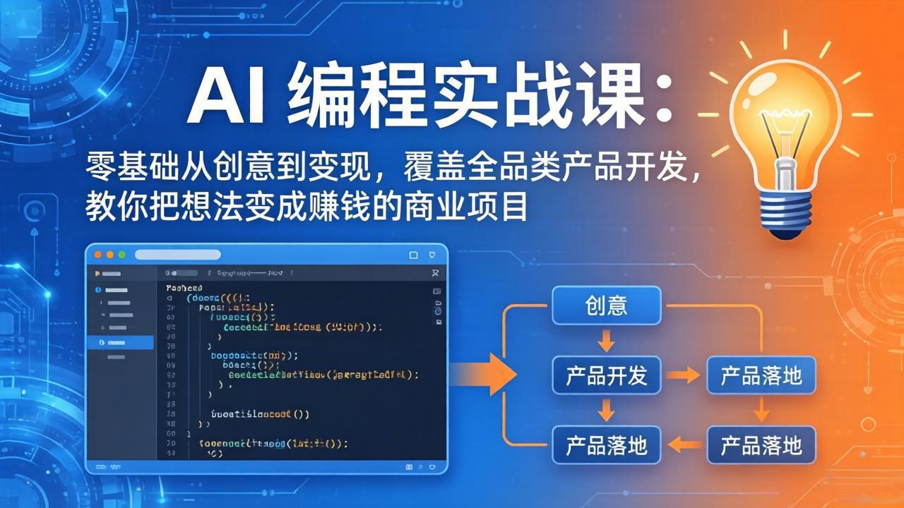 AI编程实战课-第三期-5月更新：零基础从创意到变现，覆盖全品类产品开发，把想法变成赚钱项目-副业网创
