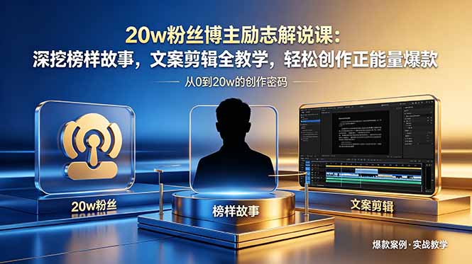 20w粉丝博主励志解说课：深挖榜样故事，文案剪辑全教学，轻松创作正能量爆款-副业网创