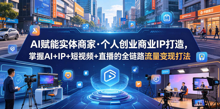 AI赋能实体商家·个人创业商业IP打造,掌握AI+IP+短视频+直播的全链路流量变现打法-副业网创