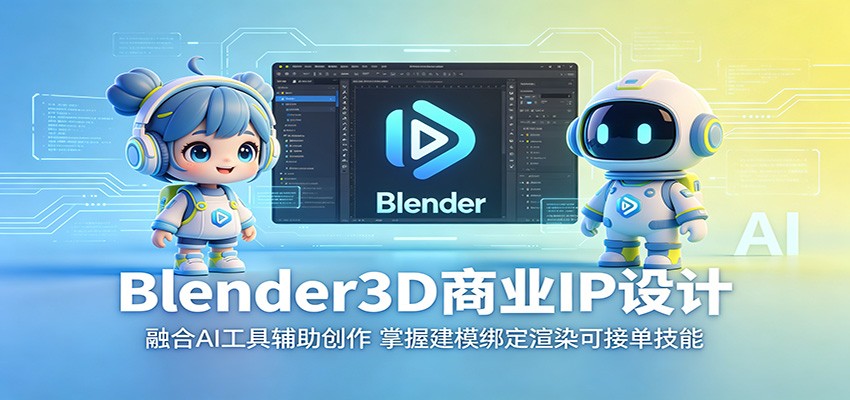 Blender3D商业IP设计：融合AI工具辅助创作，掌握建模绑定渲染可接单技能-副业网创