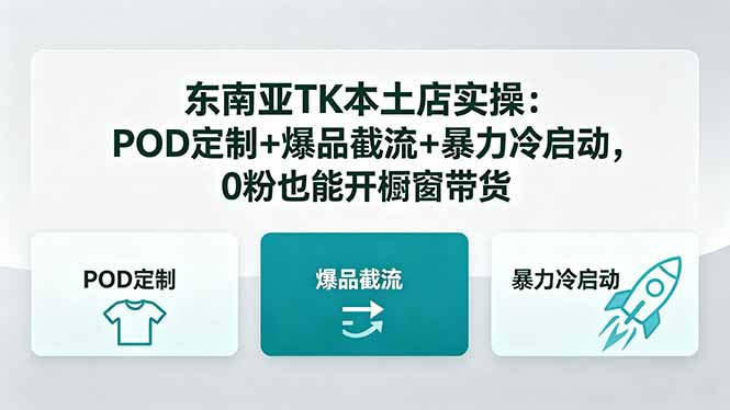 东南亚TK本土店实操-5月更新:POD定制+爆品截流+暴力冷启动,0粉也能开橱窗带货-副业网创
