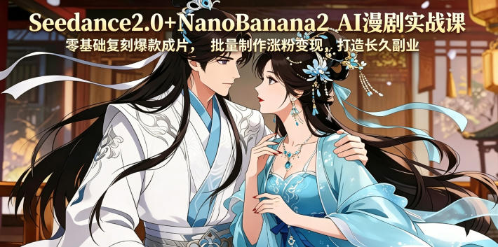 Seedance2.0+NanoBanana2 AI漫剧实战课，零基础复刻爆款成片涨粉变现，打造长久副业收益-副业网创