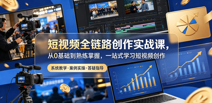 短视频全链路创作实战课，从0基础到熟练掌握，一站式学习短视频创作-副业网创