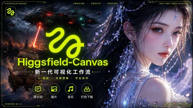 Higgsfield Canvas AI视频制作详解,节点式工作流搭建,重构新式视频创作完整教程-副业网创