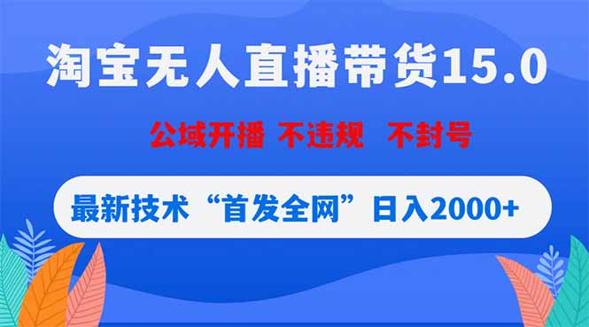 淘宝无人直播带货15.0，不封号，不违规，公域玩法，首发全网日入2000+-副业网创
