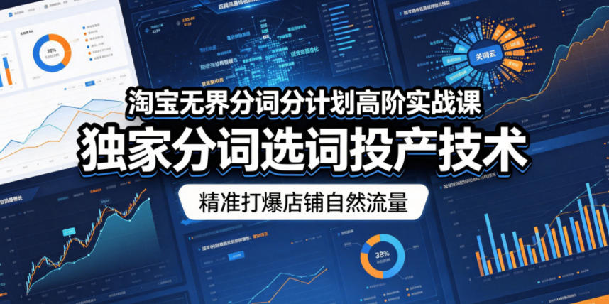 淘宝无界分词分计划高阶实战课，独家分词选词投产技术，精准打爆店铺自然流量-副业网创