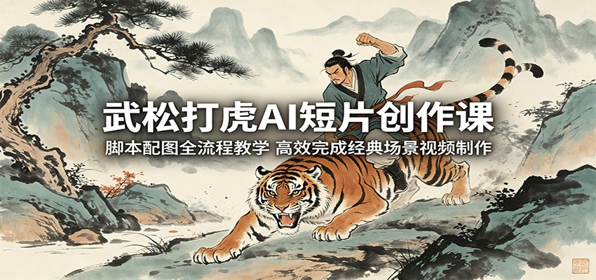 武松打虎AI短片创作课：脚本配图全流程教学，高效完成经典场景视频制作-副业网创