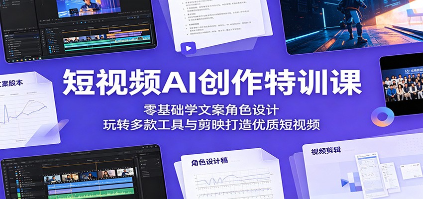 短视频AI创作特训课：零基础学文案角色设计，玩转多款工具与剪映打造优质短视频-副业网创