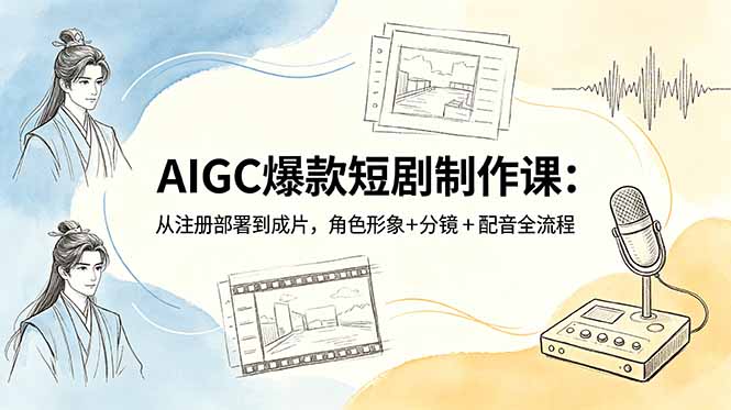 AIGC爆款短剧制作课：从注册部署到成片，角色形象+分镜+配音全流程-副业网创