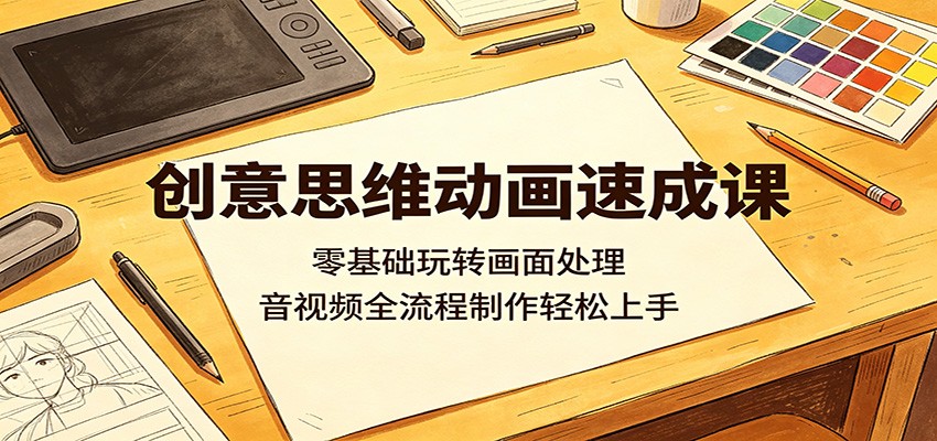 创意思维动画速成课：零基础玩转画面处理，音视频全流程制作轻松上手-副业网创