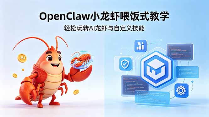 不用懂技术！OpenClaw小龙虾喂饭式教学，轻松玩转AI龙虾与自定义技能 (5月22更新-副业网创