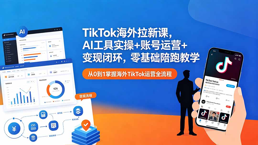 TikTok海外拉新课，AI工具实操+账号运营+变现闭环，零基础陪跑教学-副业网创