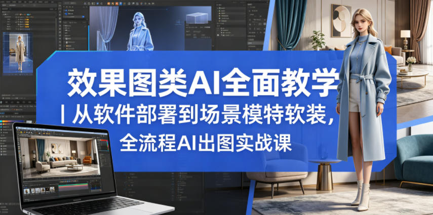 效果图类AI全面教学｜从软件部署到场景模特软装，全流程AI出图实战课-副业网创